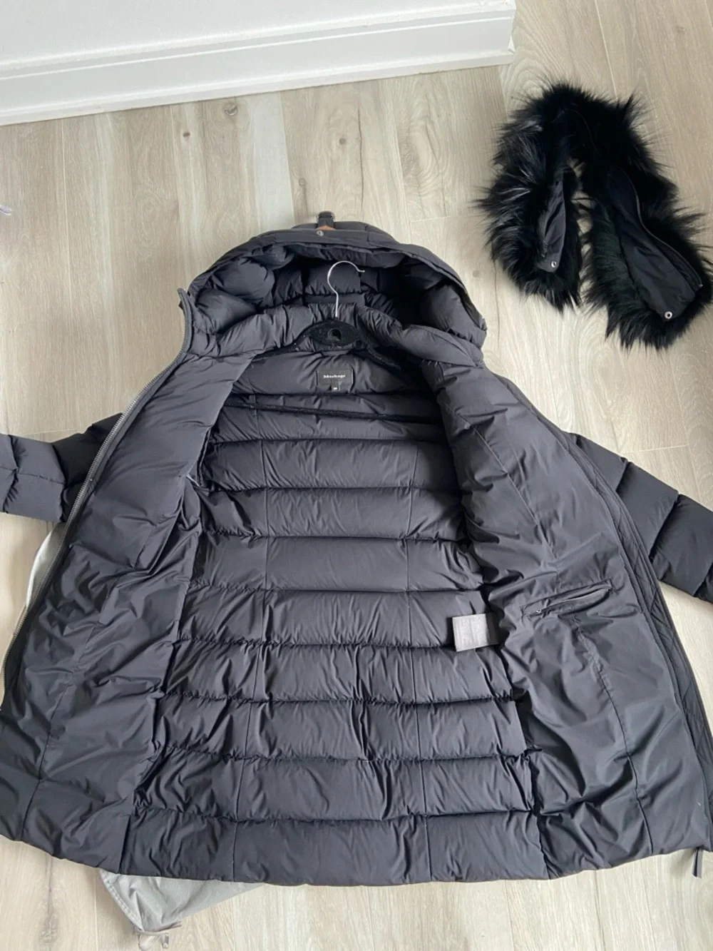 Mackage Calla Black Quilted Down Coat with Fur Trim - Picture 8 of 9